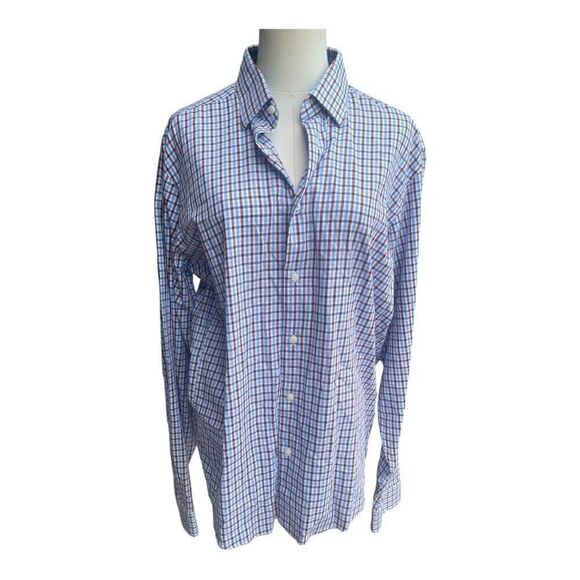 Men’s Ben Sherman Blue Check Print L/S Button Down Shirt Size Large - Picture 1 of 5